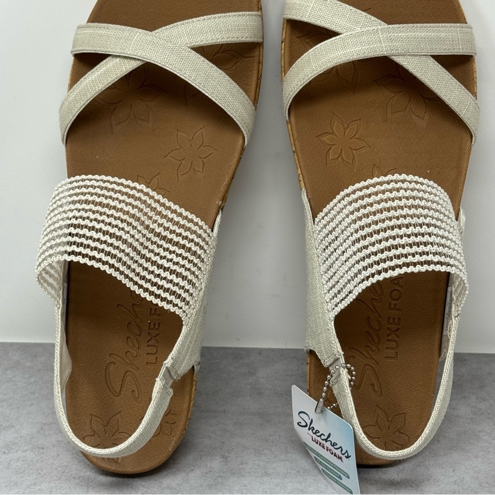 Skechers Beige Beverlee High Tea Sandals w/Comfortable Footbed Size 11 - Picture 8 of 11